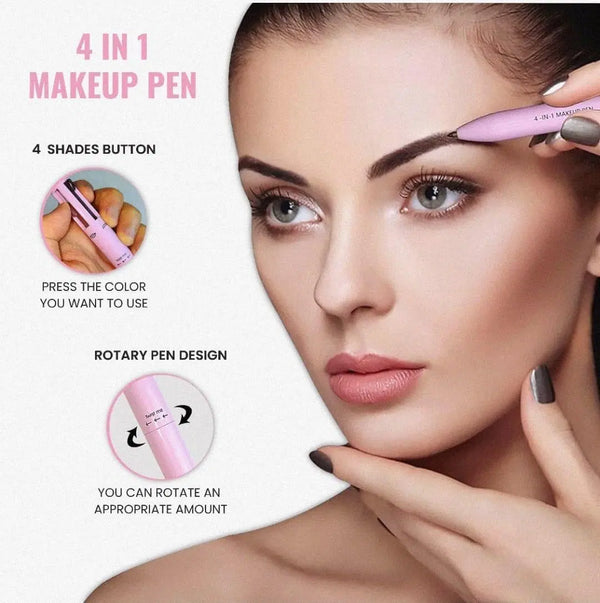 🖊️ 4-in-1 Makeup Pen – Multi-Use Eyeliner, Lip Liner, Brow & Highlighter Tool