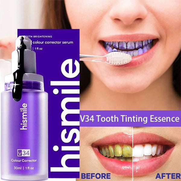 🦷 Teeth Whitening V34 Serum – Purple Color Corrector Toothpaste for Instant Bright Smile